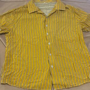 SHEIN Yellow and Black Striped Men's Shirt